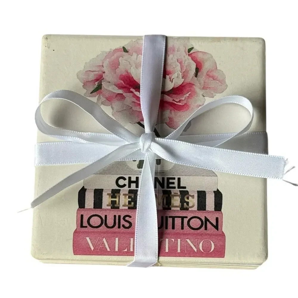Amanda Greenwood Couture Ceramic Coasters Luxury Designer Inspired Glam Gift Set